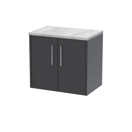 Hudson Reed Juno 600mm Graphite Grey Wall Hung 2-Door Vanity Unit With Laminate Top & Soft-Close Doors