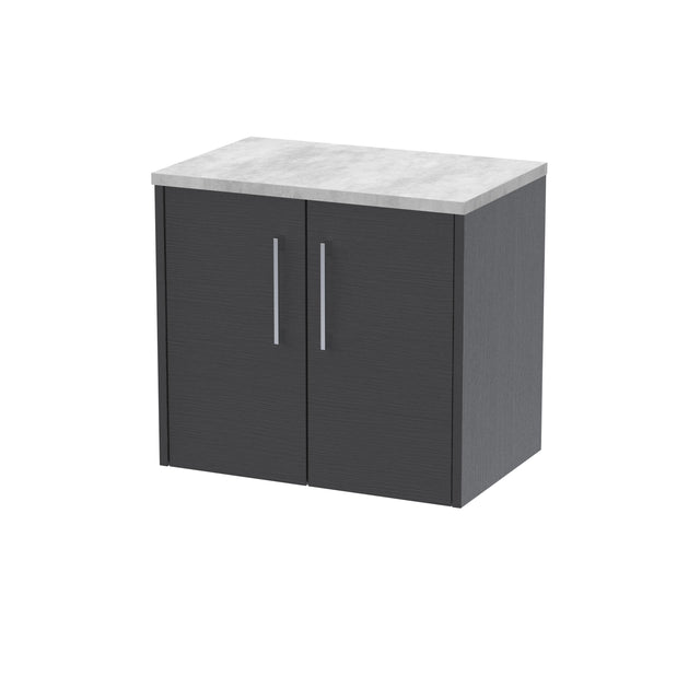 Hudson Reed Juno 600mm Graphite Grey Wall Hung 2-Door Vanity Unit With Laminate Top & Soft-Close Doors
