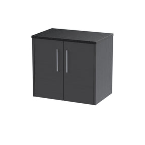 Hudson Reed Juno 600mm Graphite Grey Wall Hung 2-Door Vanity Unit With Laminate Top