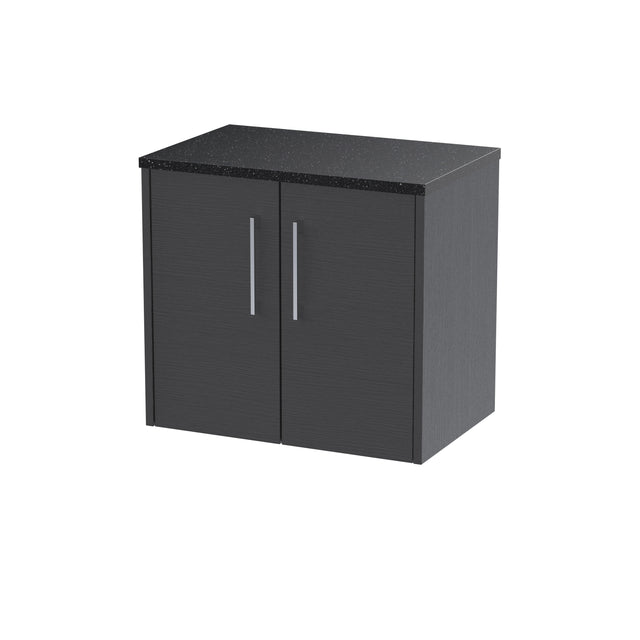 Hudson Reed Juno 600mm Graphite Grey Wall Hung 2-Door Vanity Unit With Laminate Top