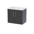 Hudson Reed Juno 600mm Graphite Grey Wall Hung 2-Door Vanity Unit With Soft Close Doors & Laminate Top