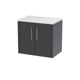 Hudson Reed Juno 600mm Graphite Grey Wall Hung 2-Door Vanity Unit With Soft Close Doors & Laminate Top