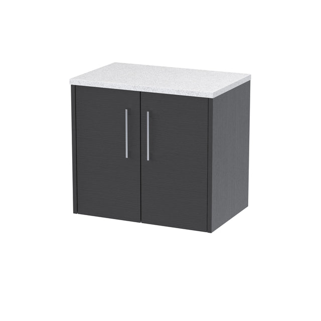 Hudson Reed Juno 600mm Graphite Grey Wall Hung 2-Door Vanity Unit With Soft Close Doors & Laminate Top