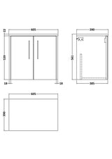 Hudson Reed Juno 600mm Graphite Grey Wall Hung 2-Door Vanity Unit With Soft Close Doors & Laminate Top