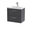 Hudson Reed Juno 600mm Graphite Grey Wall Hung 2-Drawer Vanity Unit with Basin