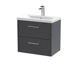 Hudson Reed Juno 600mm Graphite Grey Wall Hung 2-Drawer Vanity Unit with Basin