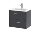 Hudson Reed Juno 600mm Wall Hung Graphite Grey 2-Drawer Vanity Unit with 1 Tap Hole Basin