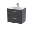 Hudson Reed Juno 600mm Graphite Grey Wall Hung 2-Drawer Vanity & Basin with Soft Close Drawers
