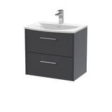 Hudson Reed Juno 600mm Graphite Grey Wall Hung 2-Drawer Vanity & Basin with Soft Close Drawers