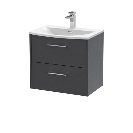 Hudson Reed Juno 600mm Graphite Grey Wall Hung 2-Drawer Vanity & Basin with Soft Close Drawers