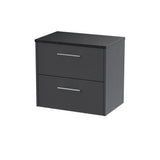Hudson Reed Juno 600mm Graphite Grey Wall Hung 2-Drawer Soft Close Vanity Unit With Laminate Top