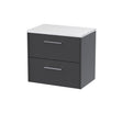 Hudson Reed Juno 600mm Graphite Grey Wall Hung 2-Drawer Vanity Unit With Laminate Top & Soft Close Drawers