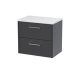 Hudson Reed Juno 600mm Graphite Grey Wall Hung 2-Drawer Vanity Unit With Laminate Top & Soft Close Drawers