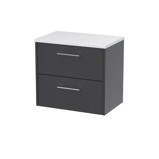 Hudson Reed Juno 600mm Graphite Grey Wall Hung 2-Drawer Vanity Unit With Laminate Top & Soft Close Drawers