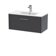 Hudson Reed Juno 800mm Wall Hung Graphite Grey Vanity Unit & 1 Tap Hole Basin