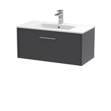 Hudson Reed Juno 800mm Wall Hung Graphite Grey Vanity Unit & 1 Tap Hole Basin