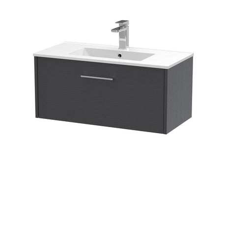Hudson Reed Juno 800mm Wall Hung Graphite Grey Vanity Unit & 1 Tap Hole Basin