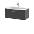 Hudson Reed Juno 800mm Graphite Grey Wall Hung Single Drawer Vanity Unit With Basin
