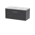 Hudson Reed Juno 800mm Graphite Grey Wall Hung Single Drawer Vanity Unit With Laminate Top