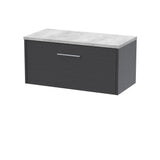 Hudson Reed Juno 800mm Graphite Grey Wall Hung Single Drawer Vanity Unit With Laminate Top