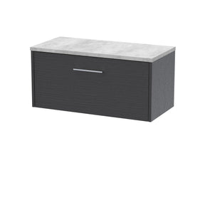 Hudson Reed Juno 800mm Graphite Grey Wall Hung Single Drawer Vanity Unit With Laminate Top