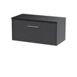 Hudson Reed Juno 800mm Graphite Grey Wall Hung Single Drawer Vanity Unit With Laminate Worktop