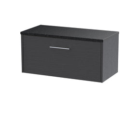 Hudson Reed Juno 800mm Graphite Grey Wall Hung Single Drawer Vanity Unit With Laminate Worktop
