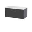 Hudson Reed Juno 800mm Graphite Grey Wall Hung Single Drawer Vanity Unit With Laminate Worktop