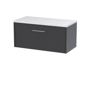 Hudson Reed Juno 800mm Graphite Grey Wall Hung Single Drawer Vanity Unit With Laminate Worktop