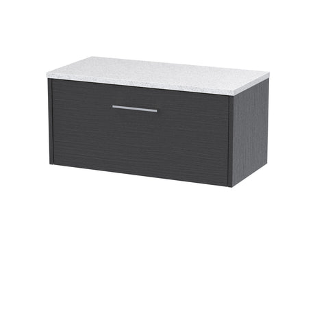 Hudson Reed Juno 800mm Graphite Grey Wall Hung Single Drawer Vanity Unit With Laminate Worktop