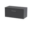 Hudson Reed Juno 800mm Graphite Grey Wall Hung Single Drawer Vanity Unit With Worktop