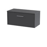 Hudson Reed Juno 800mm Graphite Grey Wall Hung Single Drawer Vanity Unit With Worktop