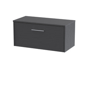 Hudson Reed Juno 800mm Graphite Grey Wall Hung Single Drawer Vanity Unit With Worktop
