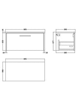 Hudson Reed Juno 800mm Graphite Grey Wall Hung Single Drawer Vanity Unit With Worktop