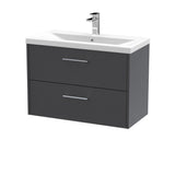 Hudson Reed Juno 800mm Graphite Grey Wall Hung 2-Drawer Vanity Unit With 1 Tap Hole Basin