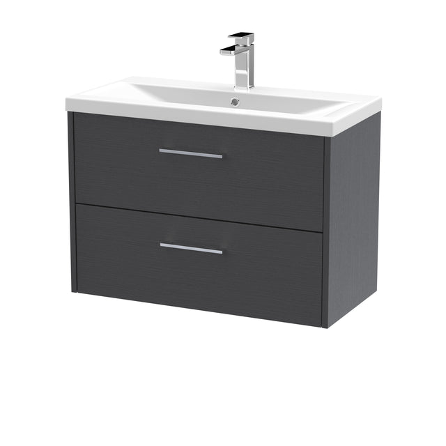 Hudson Reed Juno 800mm Graphite Grey Wall Hung 2-Drawer Vanity Unit With 1 Tap Hole Basin
