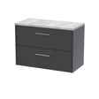 Hudson Reed Juno 800mm Graphite Grey Wall Hung Soft-Close 2-Drawer Vanity Unit With Laminate Top