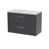 Hudson Reed Juno 800mm Graphite Grey Wall Hung Soft-Close 2-Drawer Vanity Unit With Laminate Top