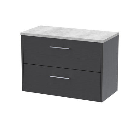 Hudson Reed Juno 800mm Graphite Grey Wall Hung Soft-Close 2-Drawer Vanity Unit With Laminate Top