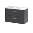 Hudson Reed Juno 800mm Wall Hung 2-Drawer Vanity Unit With Laminate Worktop and Handles
