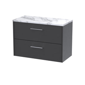 Hudson Reed Juno 800mm Wall Hung 2-Drawer Vanity Unit With Laminate Worktop and Handles