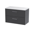 Hudson Reed Juno 800mm Graphite Grey Wall Hung 2-Drawer Vanity Unit With Laminate Top