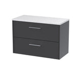 Hudson Reed Juno 800mm Graphite Grey Wall Hung 2-Drawer Vanity Unit With Laminate Top