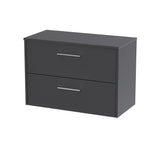 Hudson Reed Juno 800mm Graphite Grey Wall Hung 2-Drawer Vanity Unit With Worktop