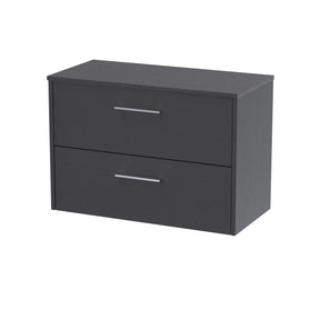 Hudson Reed Juno 800mm Graphite Grey Wall Hung 2-Drawer Vanity Unit With Worktop