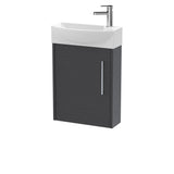 Hudson Reed Juno Compact 440mm Wall Hung Single Door Vanity Unit With 1 Tap Hole Left Hand Basin