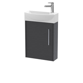 Hudson Reed Juno Compact 440mm Wall Hung Single Door Vanity Unit With 1 Tap Hole Left Hand Basin