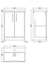 Hudson Reed Juno 600mm Floor Standing 2-Door Vanity Unit with Basin