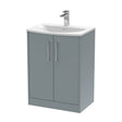 Hudson Reed Juno 600mm Coastal Grey Floor Standing 2-Door Vanity Unit with Basin