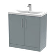 Hudson Reed Juno 800mm Coastal Grey Floor Standing 2-Door Vanity Unit & 1 Tap Hole Basin